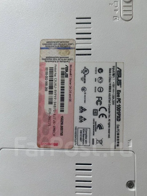 Asus Eee PC 1001PXD. WiFi: 1, Bluetooth: 1 ����