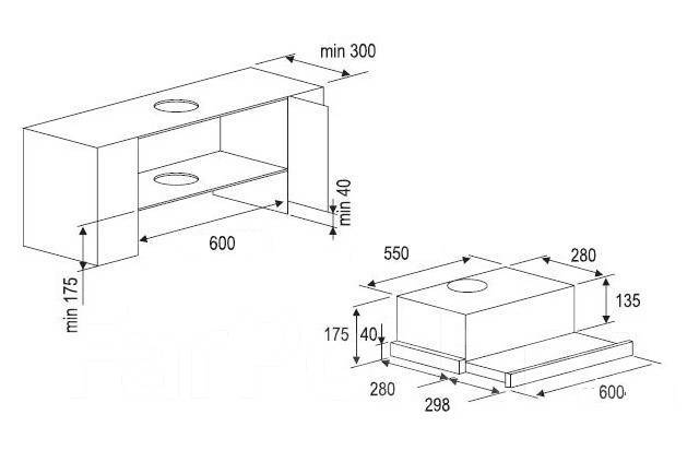 Размеры шкафа под встраиваемую вытяжку