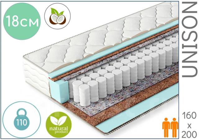 Eco Mix - Матрас ортопедический 160х200х18см с кокосовым волокном ...