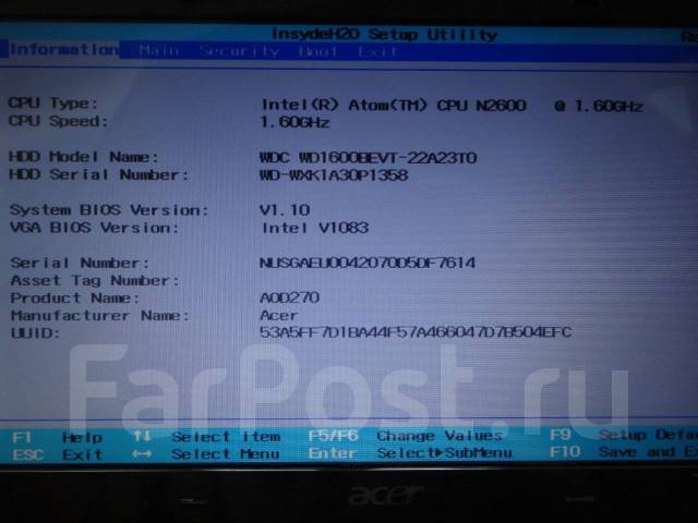 Acer Aspire One D270. 10.1", 1,6����, ��� 2048 ��, ���� 160���, WiFi: 1, ����������� �� 1��. ����
