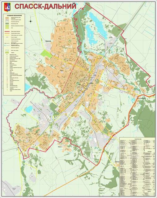 Карта спасска дальнего с улицами