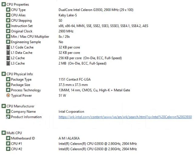 Intel Celeron G3930 ����