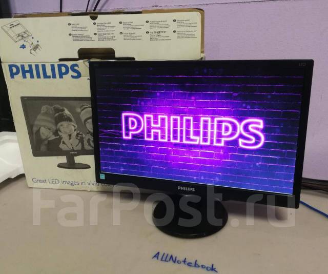 Отличный широкоформатный HD монитор Philips 19" Полный комплект, ЖК ...