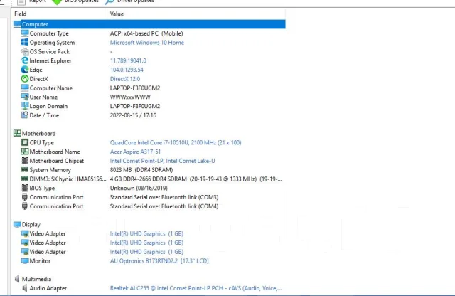 Acer Aspire 3 A317-51. 17.3", 999����, ��� 8 ��, ���� 512���, WiFi: 1, Bluetooth: 1, ����������� �� 5��. ����