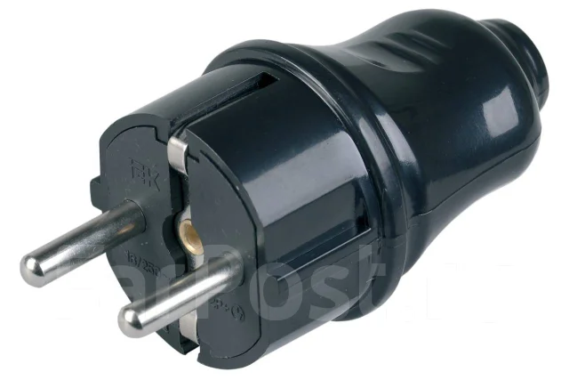 Вилка разборная прямая с з/к 16А черная ВПп10-02-Ст IEK, новый, в ...