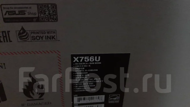 Asus X756. 17.3", 2,3����, ��� 4 ��, ���� 128���, WiFi: 1, Bluetooth: 1, ����������� �� 3��. ����