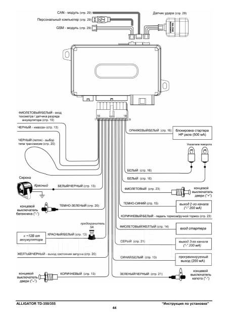 Аллигатор тд 350 схема подключения