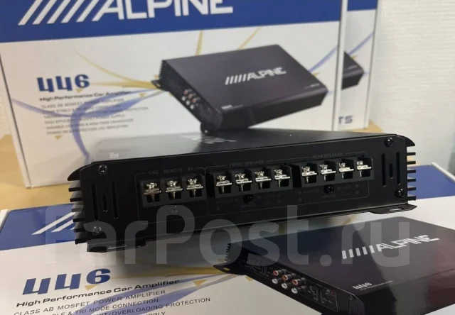 Усилитель Alpine, 4-канальный, новый, в наличии. Цена: 4 500₽ во ...