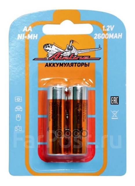 Батарейки Aa Hr6 Аккумулятор Ni-Mh 2600 Mah 2шт. Airline арт. AA2602