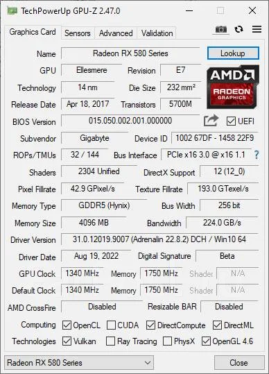 Radeon RX 580 ����