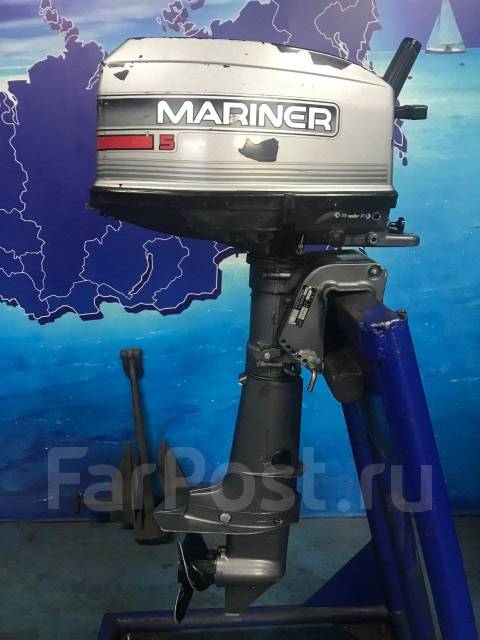 Лодочный мотор, Mariner, 5,00 л.с. S (381 мм), 1999 год, бензиновый, 2 ...