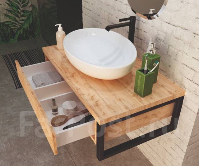 Подвесная тумба под накладную раковину Grunge LOFT 90П 1в. я Дуб Вотан ...