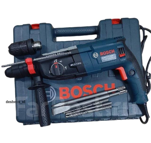 Перфоратор BOSH 1000w с быстросъемным патроном+3сверла и 2бура/кейс ...