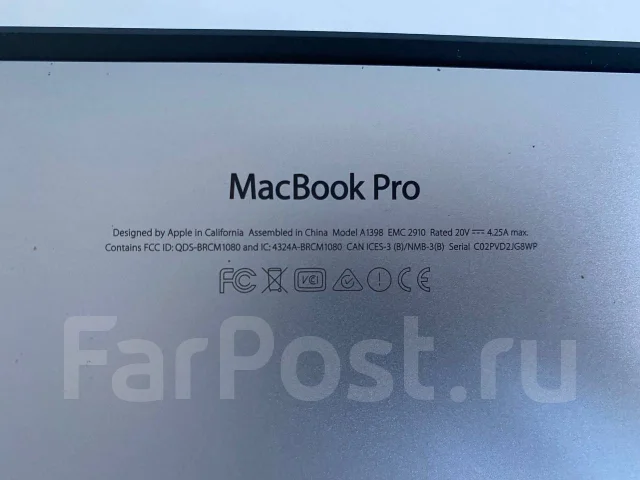 Apple MacBook Pro 15 2015 Mid. 15.4", 2,5����, ��� 16 ��, ���� 512���, WiFi: 1, Bluetooth: 1 ����