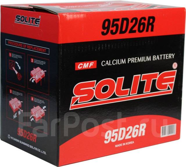 Аккумулятор Solite 95D26R 85А/ч, 650A Корея, сурьмянистый ...