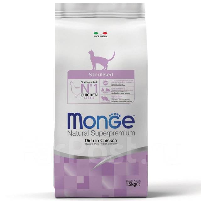 Monge Cat Sterilised с курицей корм для стерилизованных кошек 1,5 кг ...