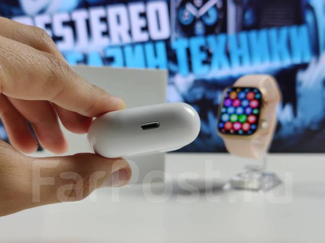 Комплект! БЕЗрамочные Apple Watch 7 Gold + AirPods 3 Premium, умные ...