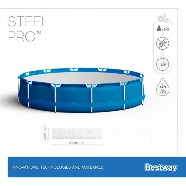 Bestway 56677 BW Каркасный бассейн Steel Pro 305х76 см, 4678 литров ...