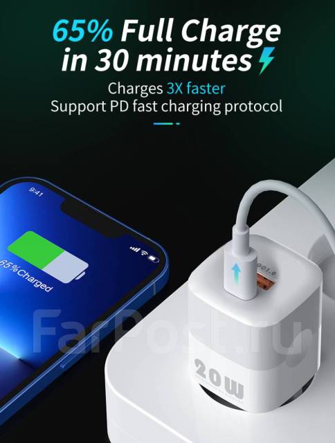 Зарядное устройство Kuulaa KL-CD59 20W USB+Type-C GaN PD QC EU, новый ...