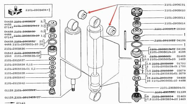 2101 передний амортизатор схема