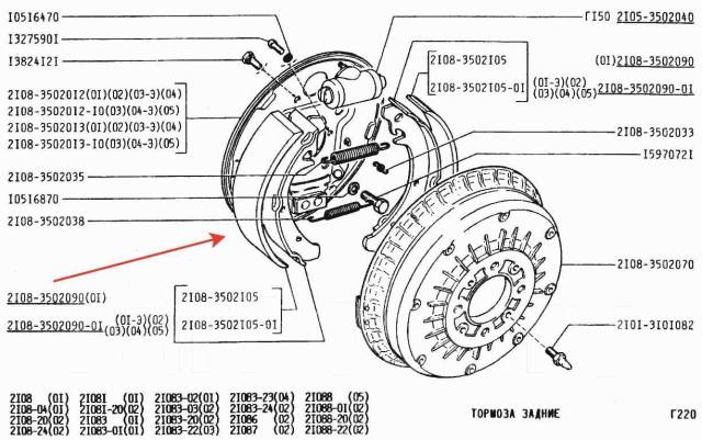 Передние тормоза 2108 схема