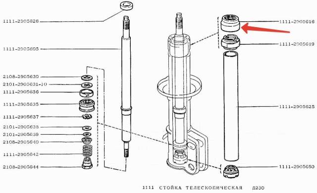 Задний амортизатор ваз 2110 в сборе схема