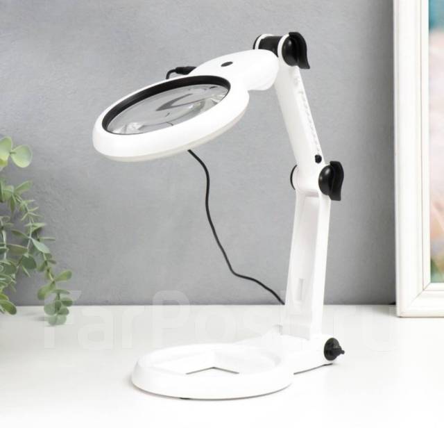 Лупа, Увелечительная, Настольная, с Подсветкой, х8, х12 Крат, сеть/бат ...