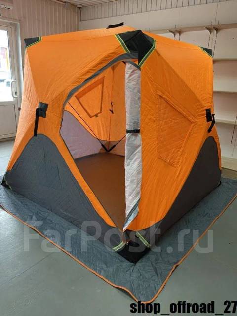 Трехслойная зимняя палатка-куб для рыбалки 240x240х215см (4х местная ...