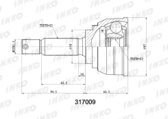 ���� ������� 25 23, �������� ������ ����� ��� Mitsubishi Carisma, Hyundai Sonata, Hyundai Coupe/Tiburon Hyundai INKO 317009 317009 ����