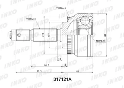 ���� ������� 25, 33 ABS 43, �������� ������, ����� ��� Mitsubishi Galant INKO 317121A 317121A ����
