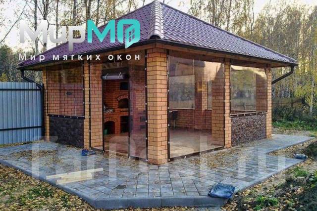 Гибкие окна ПВХ для беседки, веранды, террасы. Гибкое стекло, новый, в ...