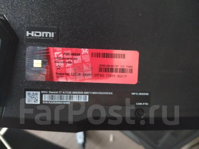 MSI Sword 17. 17.3", 2,3����, ��� 16 ��, ���� 500���, WiFi: 1, Bluetooth: 1, ����������� �� 6��. ����