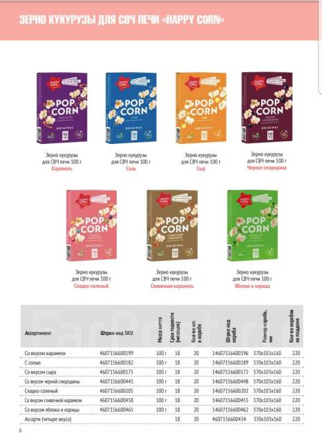 Попкорн для СВЧ "Happy Corn", пачка 100гр, в наличии. Цена: 30₽ во ...