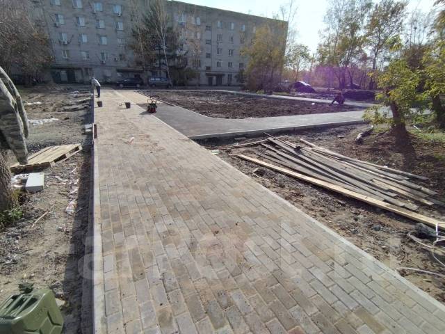 Благоустройство территории, Асфальт, Укладка брусчатки, Отмостка. забор ...