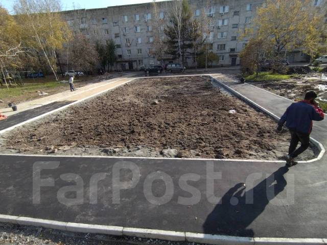 Благоустройство территории, Асфальт, Укладка брусчатки, Отмостка. забор ...