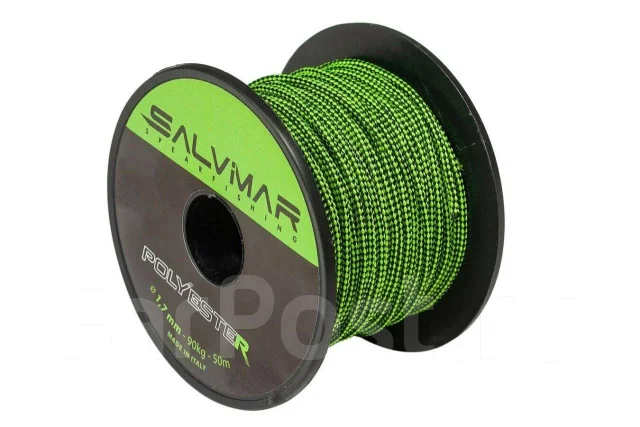 Линь Salvimar Polyester черно-зеленый d1.7мм, разрыв 90 кг, метр, новый ...