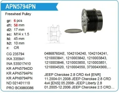 ���� ����������(�����) JEEP Cherokee 2.8 Krauf APN5794 ����