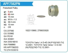 ���� ����������(�����) Toyota Yaris 1.4D-4D 01- ��� ����������� Denso 70A Krauf APF9582 ����