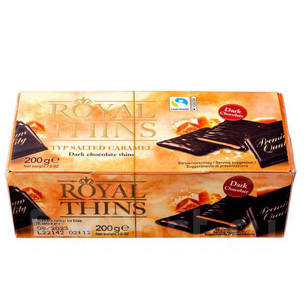 Конфеты Royal Thins Соленая карамель 200 г 1уп. х 16 шт.