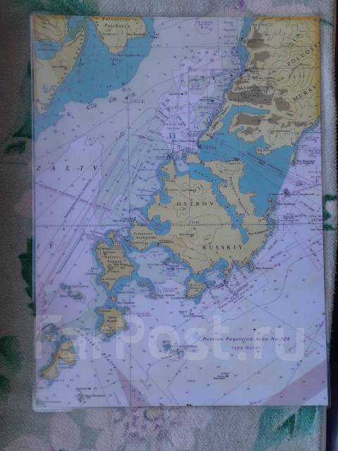 Карта Русского острова на английском языке - Антиквариат во Владивостоке