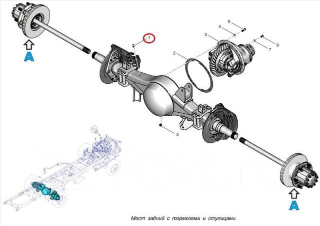 Схема заднего моста газель