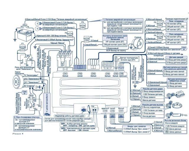 Схема подключения автосигнализации шерхан