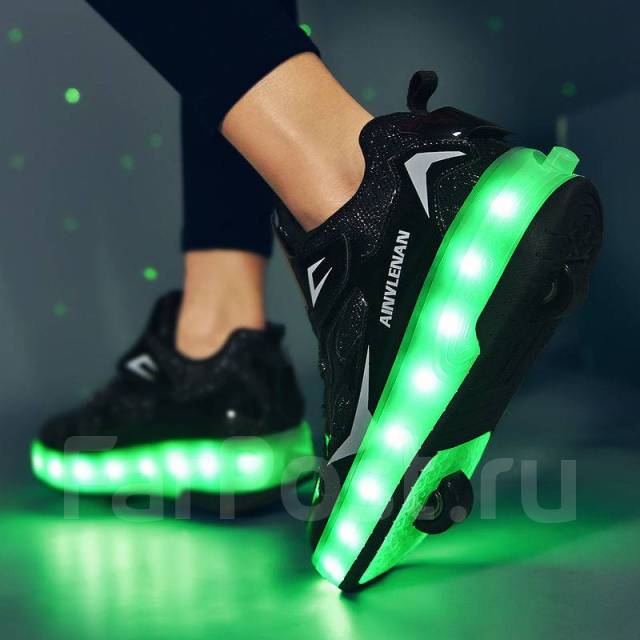 Кроссовки детские с роликами и подсветкой, размер: 35, для девочек ...