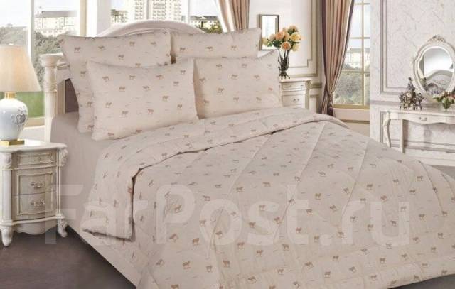 Одеяло 100% хлопок бязь Овечья Шерсть 300 гр/м 1,5 СП 140х205 ...