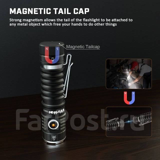 Очень яркий тактический фонарь Wurkkos TS21 3500Lm 21700-5000mAh USB ...