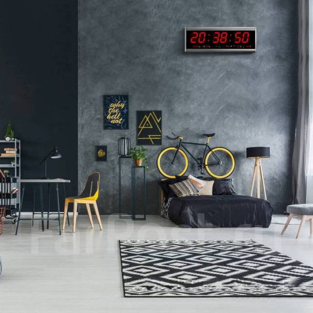 Часы электронные настенные с большими цифрами HT4819SM (48х19см ...