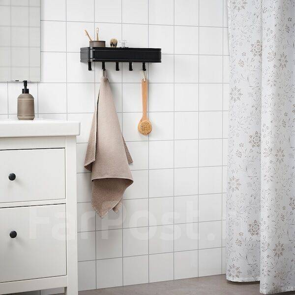 Навесная полка с 5 крючками черная IKEA - Сантехника и водоснабжение во ...