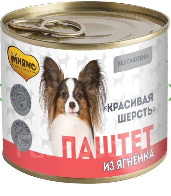 Мнямс консервы Паштет из ягненка для собак всех пород «Красивая Шерсть ...