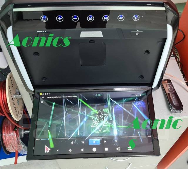 Авто монитор потолочный 15.6" IPS FHD, USB чёрный. Android 9/1/16гб. ан ...