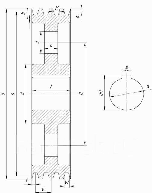 Шкив для ременной передачи чертеж